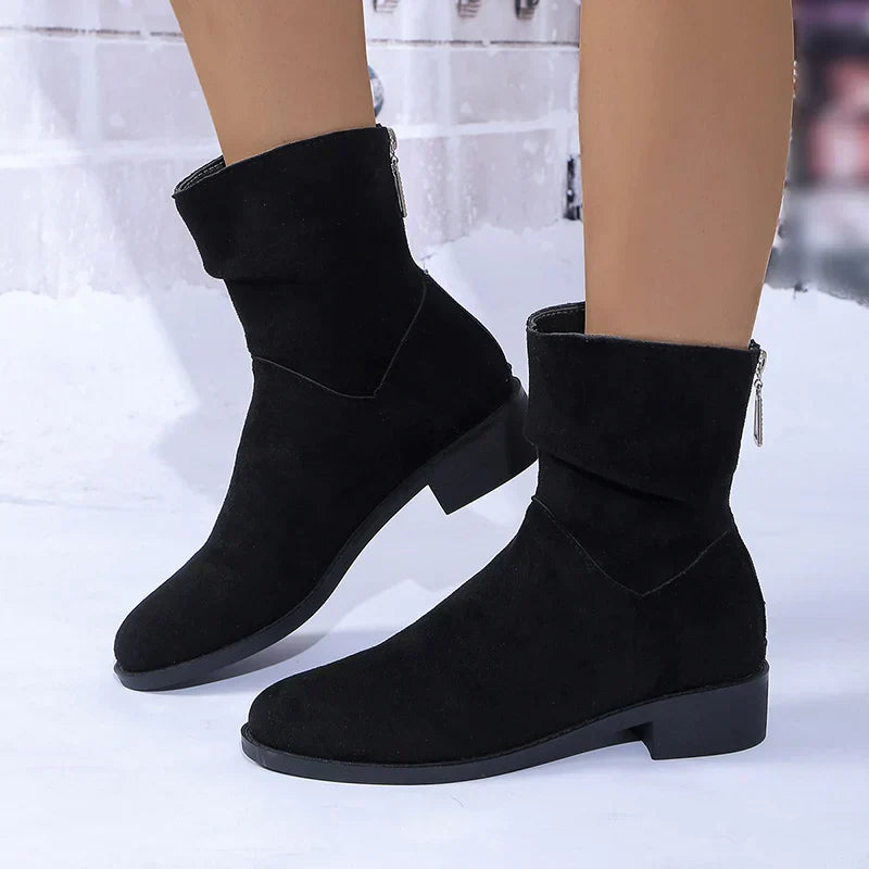 Women's ankle boots with mid heel and back zipper