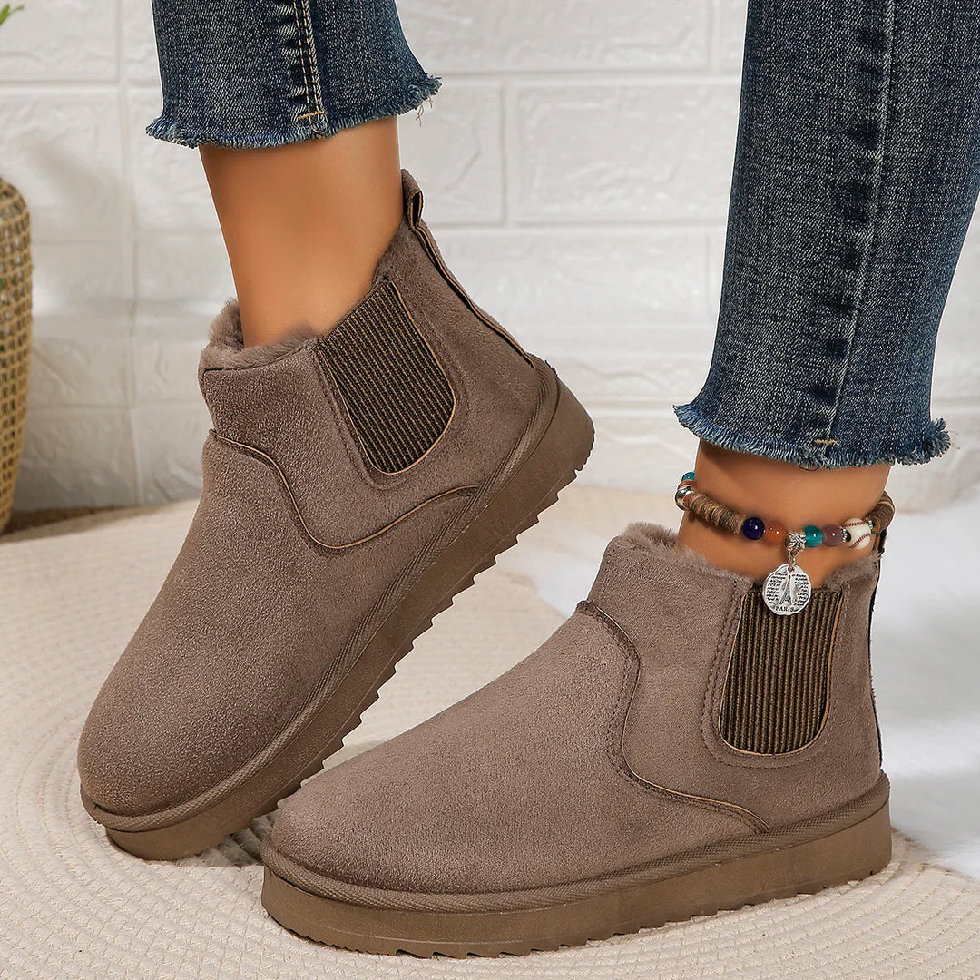 Women's autumn/winter plush slip-on flats ankle snow boots