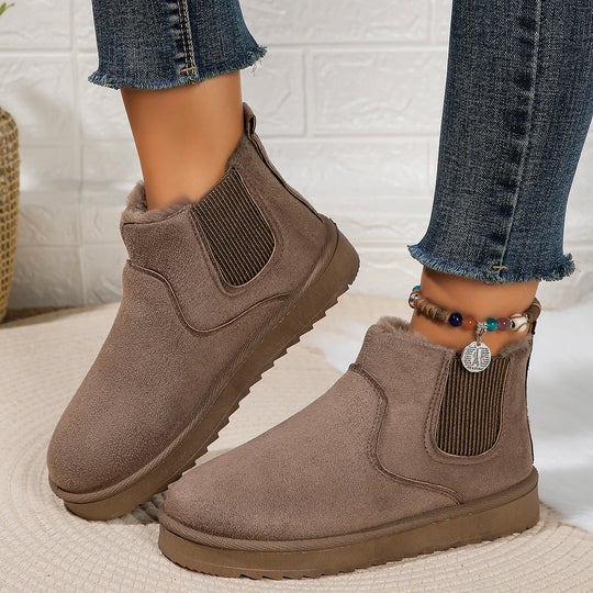 Women's autumn/winter plush slip-on flats ankle snow boots