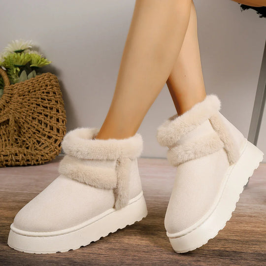 Women's autumn/winter plush platform slip-on ankle booties