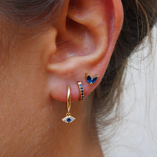 Alberta - evil eye blue zircon earring set