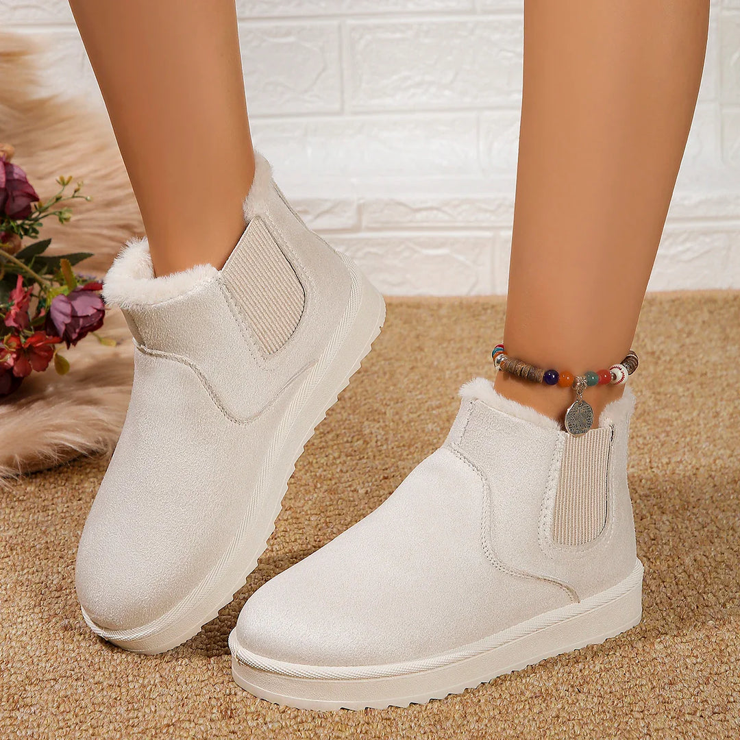 Women's autumn/winter plush slip-on flats ankle snow boots