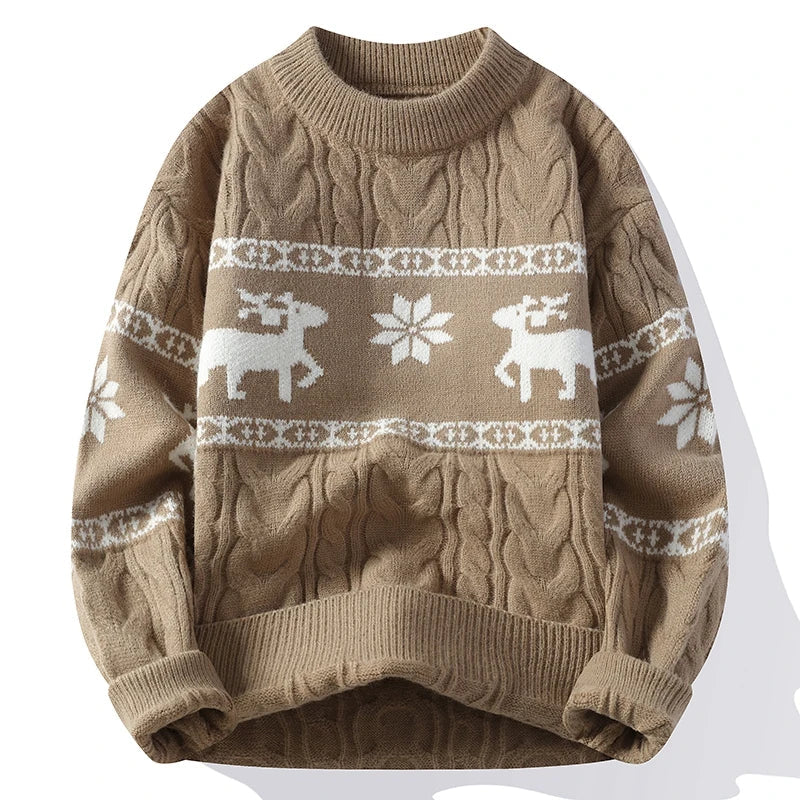 Women's reindeer knit holiday sweater