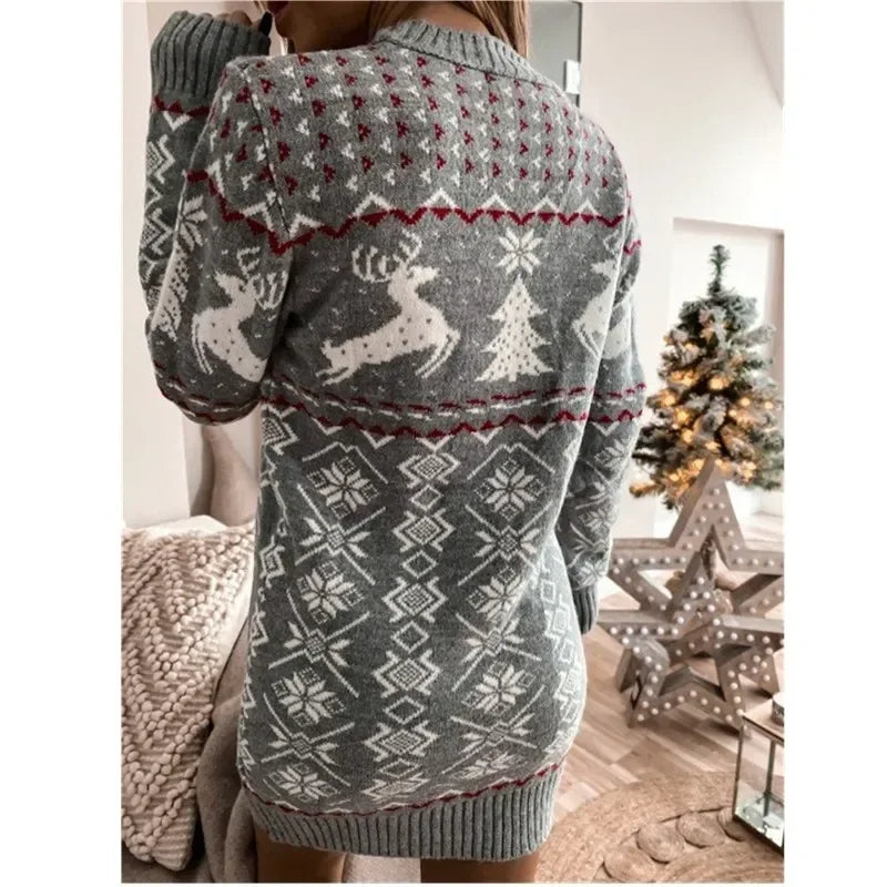 Women's holiday fair isle sweater dress