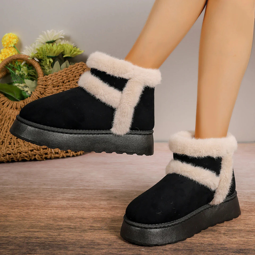 Women's autumn/winter plush platform slip-on ankle booties