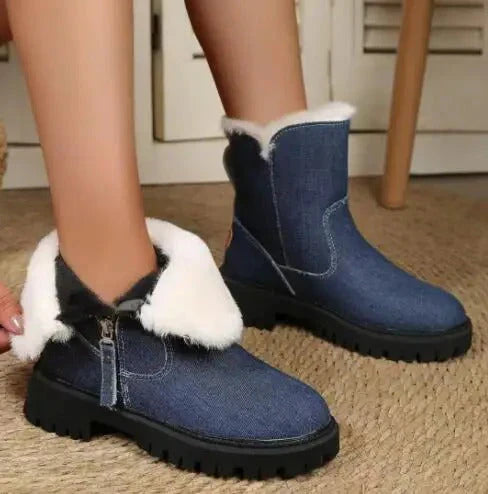 Warm velvet snow boots for women