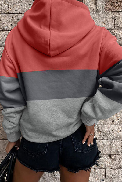 Amber - color block dropped shoulder hooded sweatshirt