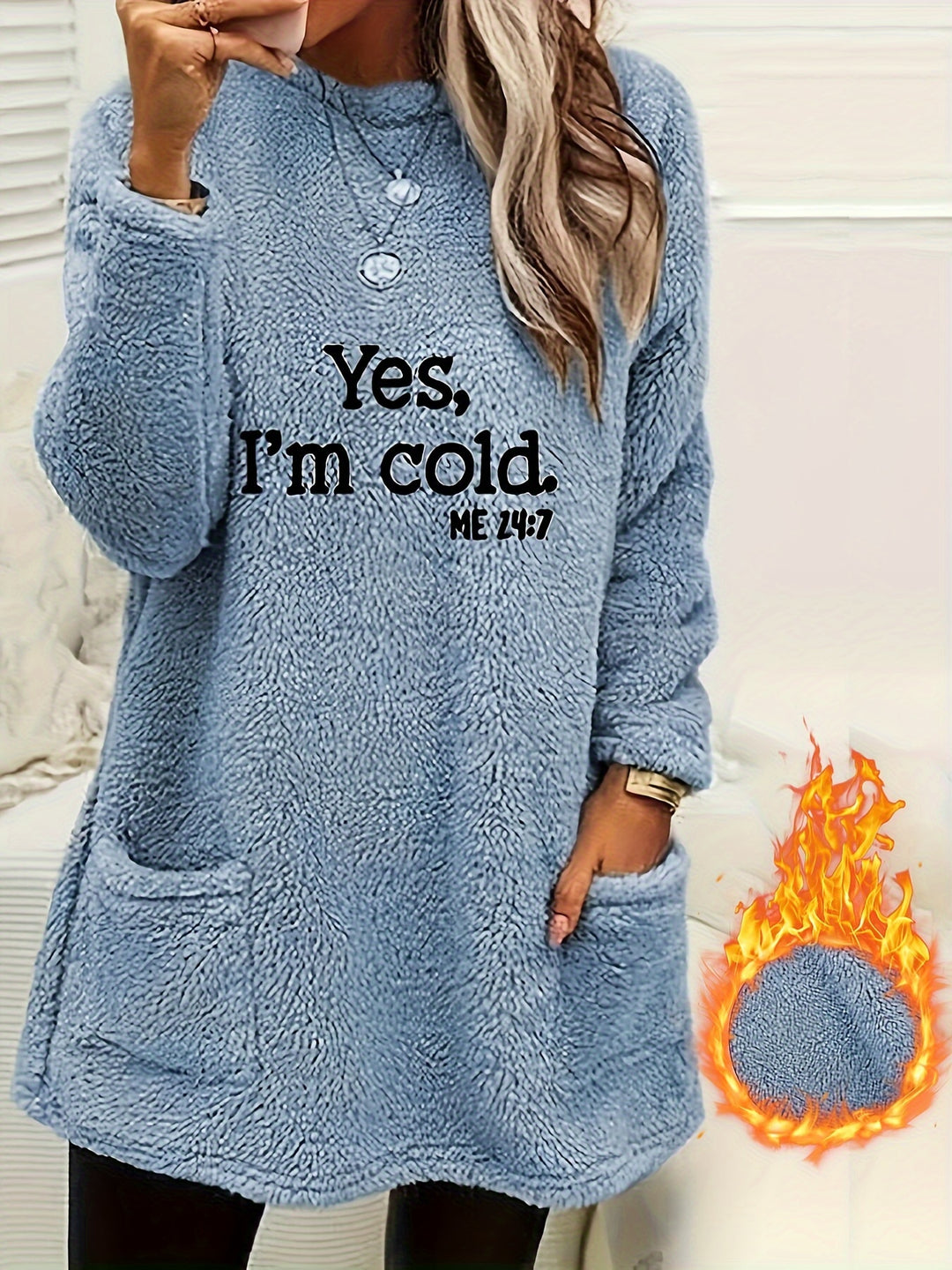 YES I'M COLD - Casual Fleece Pullover Sweatshirt with Pockets