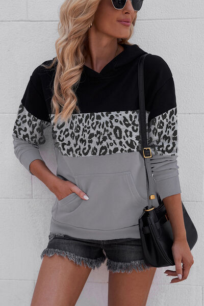 Amber - color block dropped shoulder hooded sweatshirt