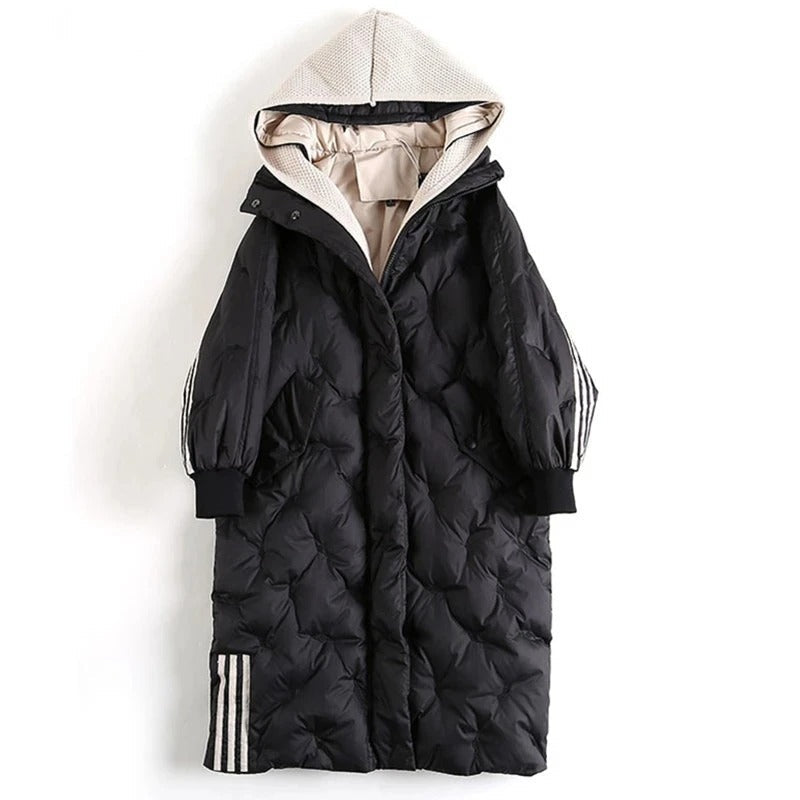 Camilla - mid-length thickened white duck down jacket