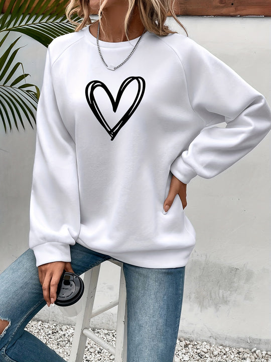 Luna | Fleece-Lined Heart Print Sweatshirt