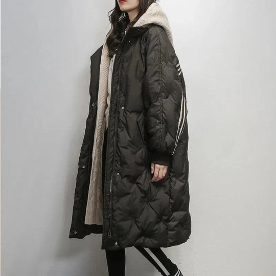 Camilla - mid-length thickened white duck down jacket