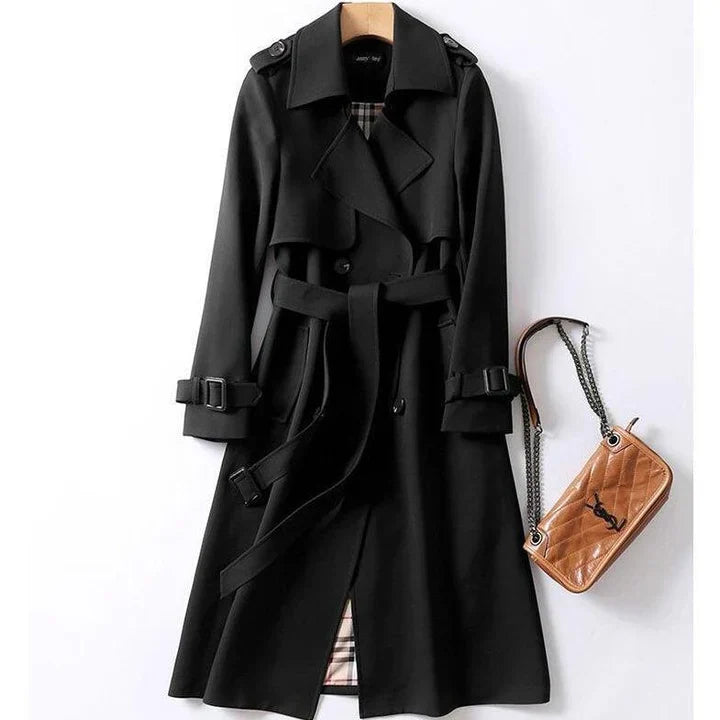 Belted plain trench coat for women