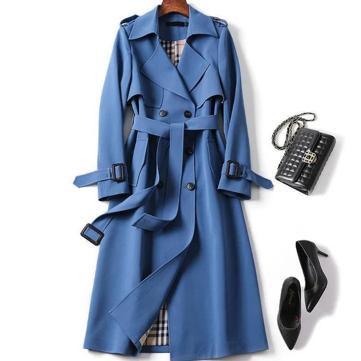 Belted plain trench coat for women