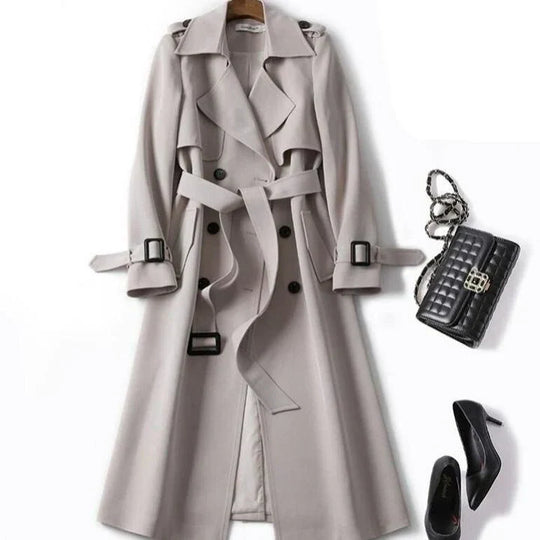 Belted plain trench coat for women