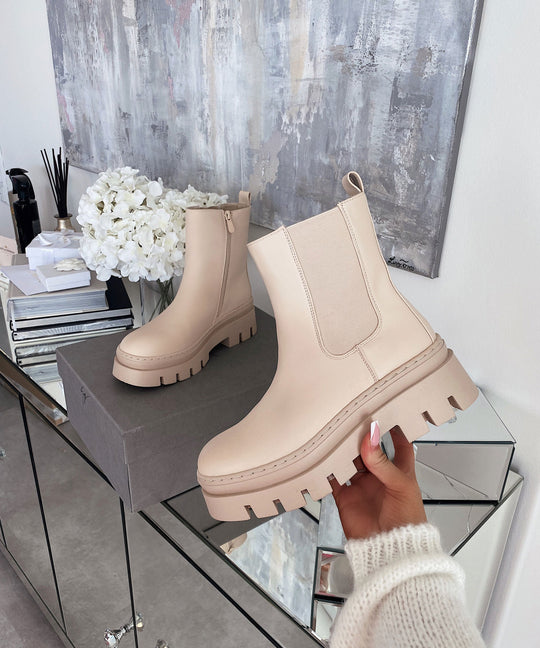 Women's beige short boots