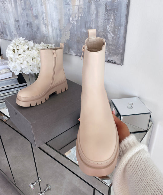 Women's beige short boots