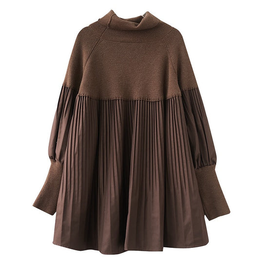 Women's elegant long lantern sleeve knit dress