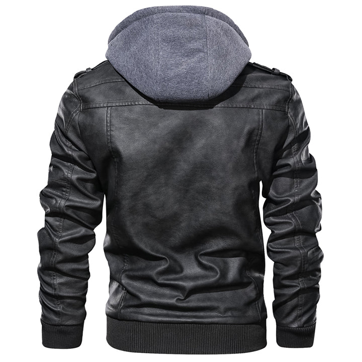 Exon - Premium Leather Hoodie Bomber