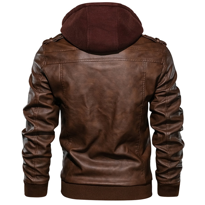 Exon - Premium Leather Hoodie Bomber