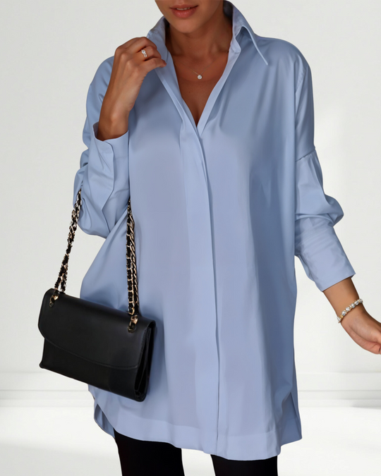 Oversized Lapel Button Shirt Dress