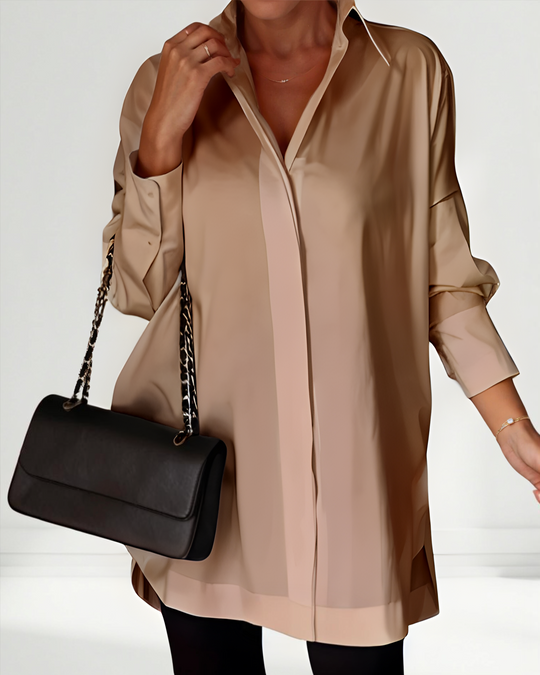 Oversized Lapel Button Shirt Dress