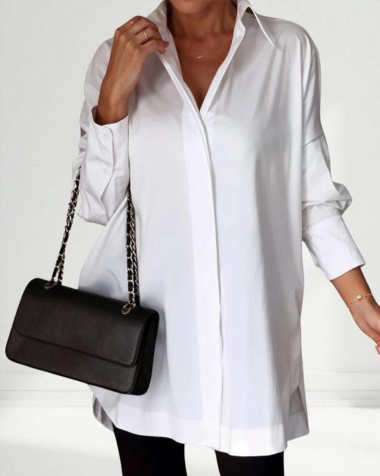 Oversized Lapel Button Shirt Dress